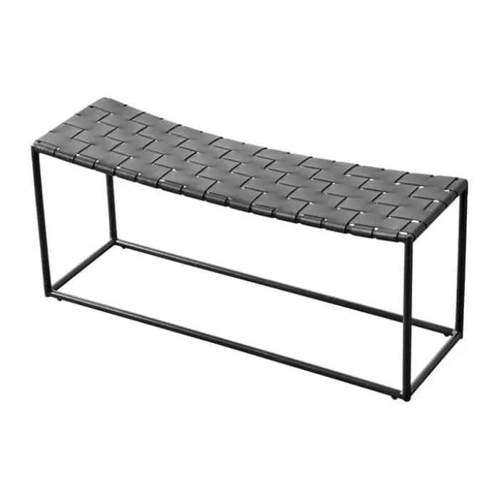 Muubs Soho Bænk H 42 x L 100 cm - Pulverlakeret jern/læder - Sort