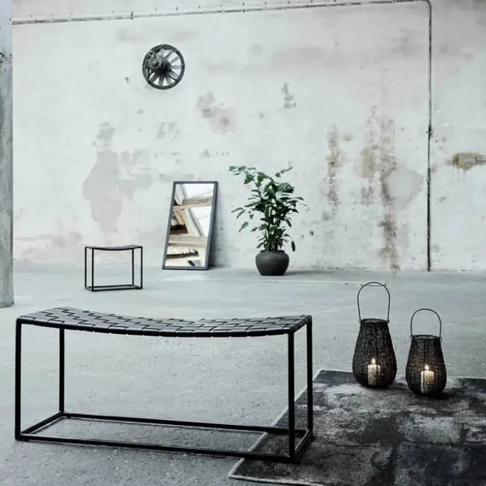 Muubs Soho Bænk H 42 x L 100 cm - Pulverlakeret jern/læder - Sort