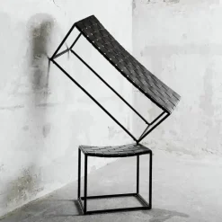 Muubs Soho Bænk H 42 x L 100 cm - Pulverlakeret jern/læder - Sort