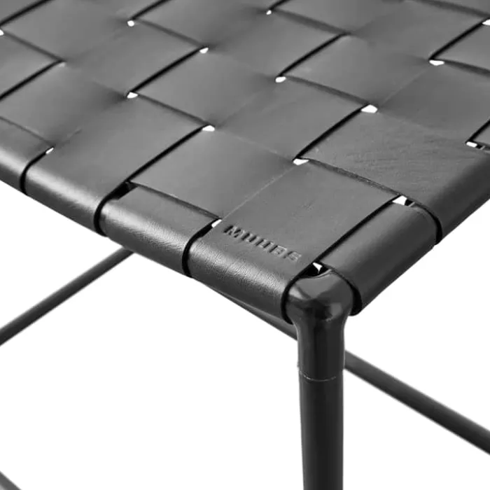 Muubs Soho Taburet H 42 x B 50 cm - Pulverlakeret jern/læder - Sort