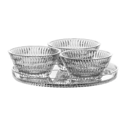 Nachtmann Ethno Serveringssæt - 4 stk. Ø 11/22 cm - Krystalglas - Klar