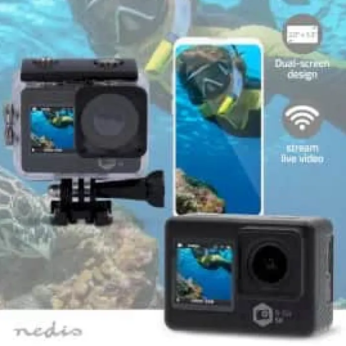 Nedis Dual Screen Action Kamera 5K - 16 MP billedopløsning - 128 GB
