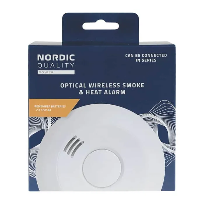 Nordic Q Optisk røg og varmealarm +85 db - Hvid
