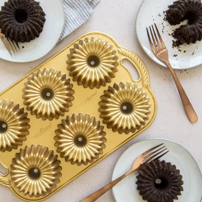 Nordic Ware Brilliance Bundlette Donutform Til 6 stk. - Aluminium - Guldfarvet