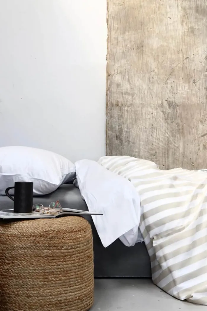omhu Blok strib Sengetøj B 140 x L 200 cm - Økologisk bomuld - Sand