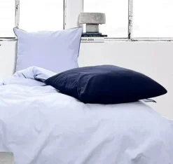 omhu Chambre Sengetøj B 140 x L 220 cm - Økologisk bomuld - Lyseblå/navy