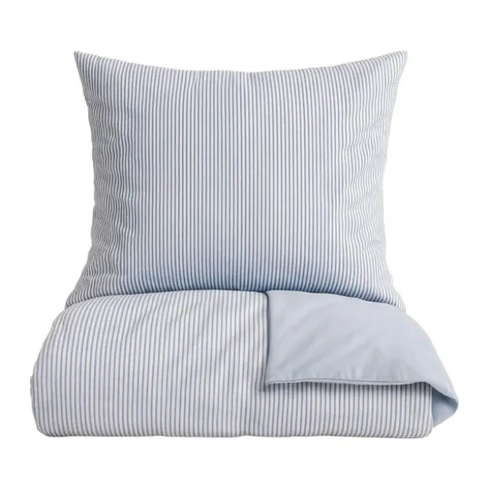 omhu Mini Strib Sengetøj B 140 x L 220 cm - Økologisk bomuld - Blå
