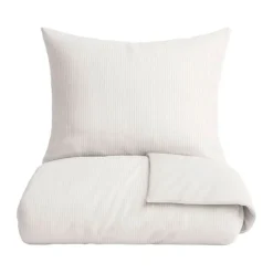 omhu Mini Strib Sengetøj B 140 x L 200 cm - Økologisk bomuld - Sand
