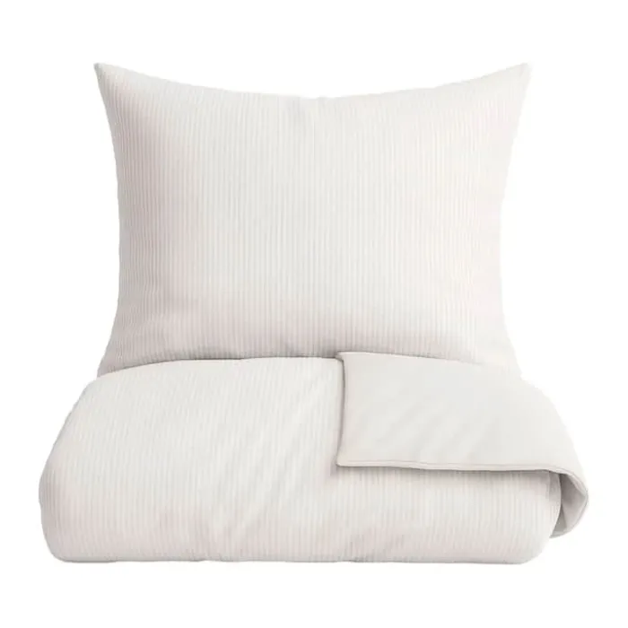 omhu Mini Strib Sengetøj B 140 x L 200 cm - Økologisk bomuld - Sand