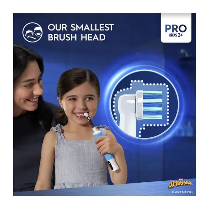Oral-B Vitality Pro Kids Elektrisk Tandbørste - Spiderman 2 børsteindstillinger - Fra 3 år - Inkl. 4 klistermærker
