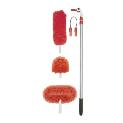 OXO Støvkost m. Teleskopstang Inkl. tilbehør - Nylon/polypropylen/plastik/polyester- Rød