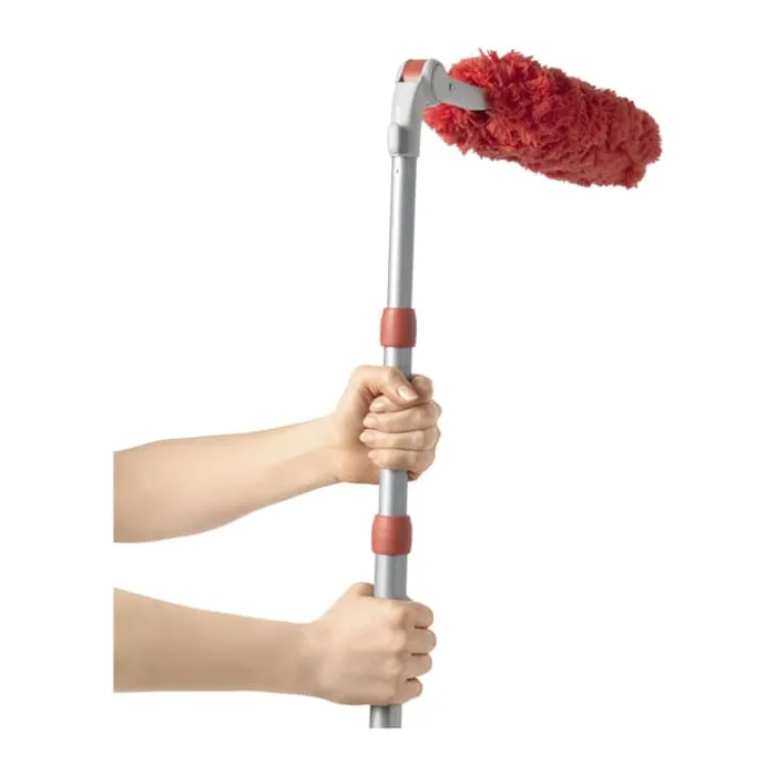 OXO Støvkost m. Teleskopstang Inkl. tilbehør - Nylon/polypropylen/plastik/polyester- Rød