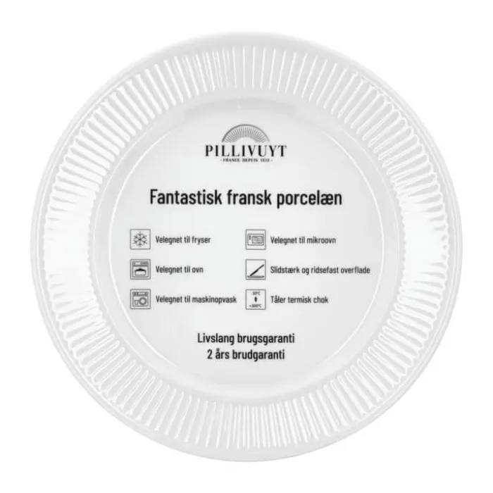 Pillivuyt Plissé Frokosttallerken Ø 22 cm - Porcelæn - Hvid