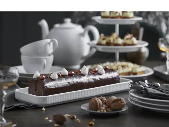 Pillivuyt Plissé Tapasfad B 12 x L 36 cm - Porcelæn - Hvid
