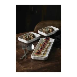 Pillivuyt Plissé Tapasfad B 12 x L 36 cm - Porcelæn - Hvid