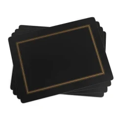 Pimpernel Dækkeservietter - 4 stk. B 29,8 x L 40,1 cm - MDF/kork - Sort