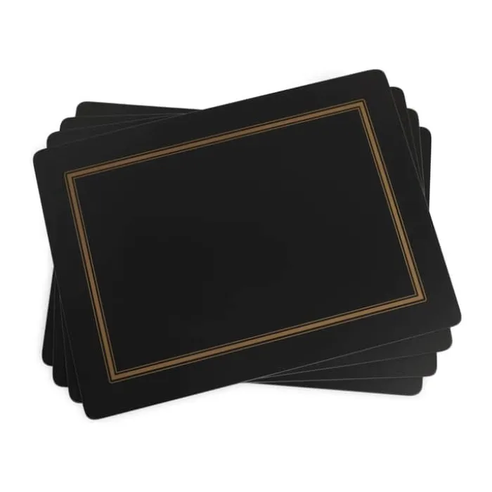 Pimpernel Dækkeservietter - 4 stk. B 29,8 x L 40,1 cm - MDF/kork - Sort