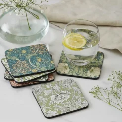 Pimpernel Morris & Co Glasbrikker - 6 stk. B 10,5 x L 10,5 cm - MDF/kork - Multifarvet