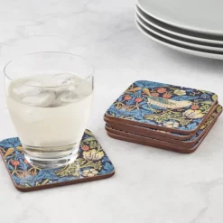 Pimpernel Morris & Co Glasbrikker - 6 stk. B 10,5 x L 10,5 cm - MDF/kork - Blå