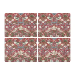 Pimpernel Strawberry Thief Dækkeserviet - 4 stk. B 40,1 x L 29,8 cm - MDF/kork - Rød
