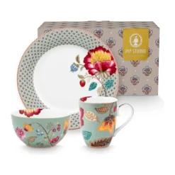 PIP Studio Blooming Tales Morgenmadssæt - 3 dele Porcelæn - Khaki
