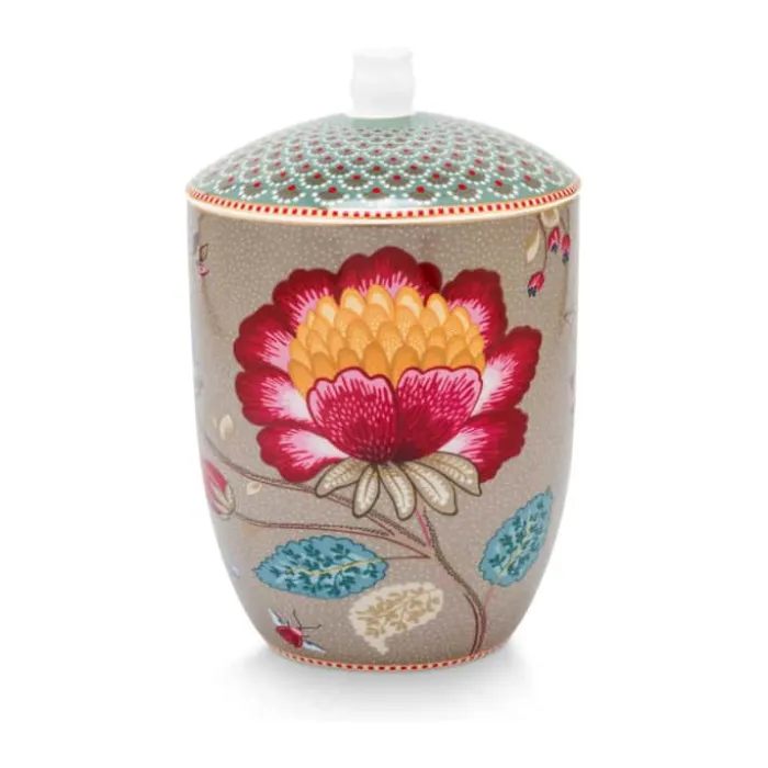 PIP Studio Blooming Tales Opbevaringskrukke 1,5 liter - Porcelæn - Khaki