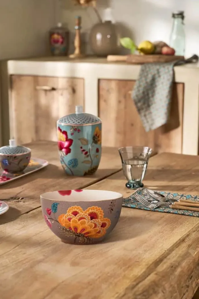 PIP Studio Blooming Tales Skål Ø 18 cm - Porcelæn - Khaki