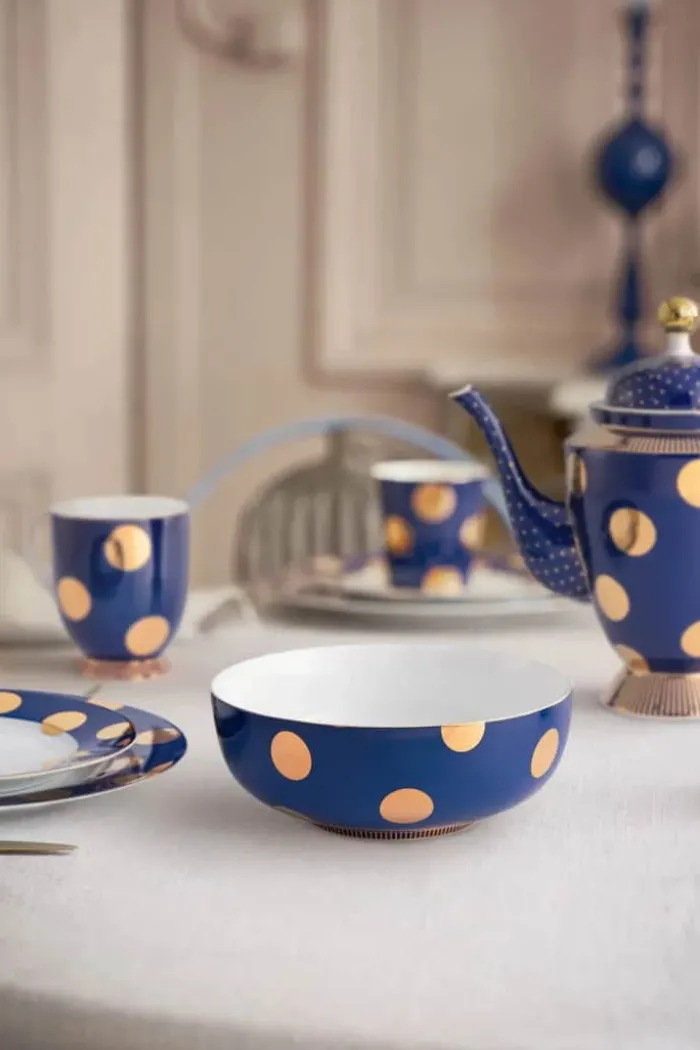 PIP Studio Dot Delight Skål - 2 stk. Ø 20 cm - Porcelæn - Mørkeblå
