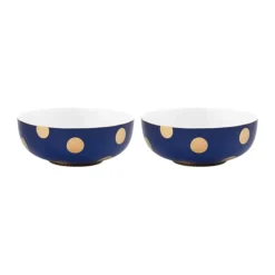 PIP Studio Dot Delight Skål - 2 stk. Ø 20 cm - Porcelæn - Mørkeblå