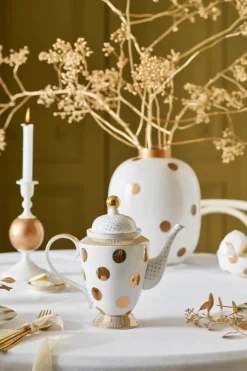 PIP Studio Dot Delight Tepotte 1,25 Liter - Porcelæn - Hvid/guld