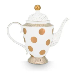 PIP Studio Dot Delight Tepotte 1,25 Liter - Porcelæn - Hvid/guld