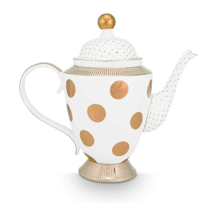 PIP Studio Dot Delight Tepotte 1,25 Liter - Porcelæn - Hvid/guld