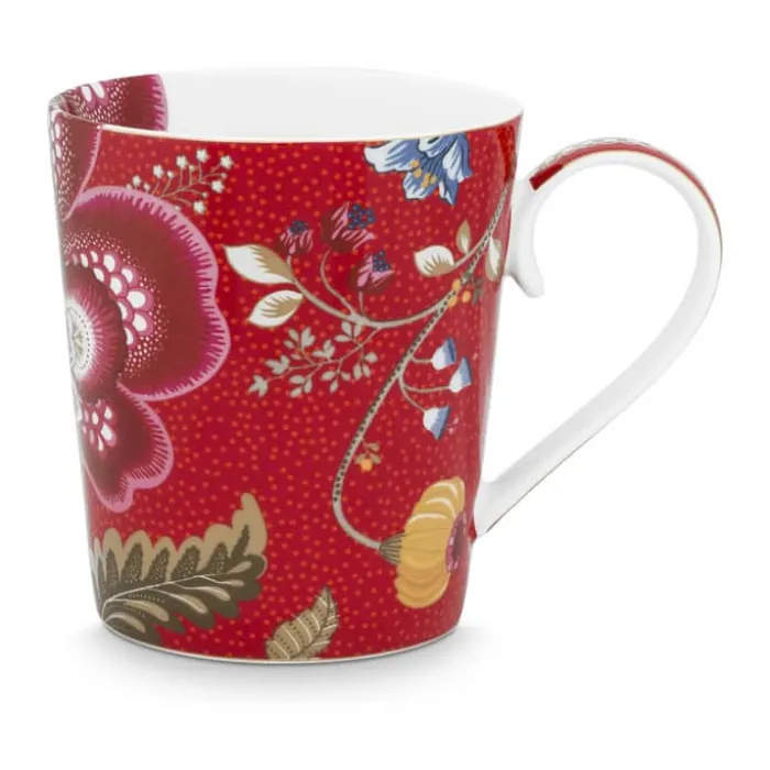 PIP Studio Floral Fantasy Alfabet Krus - & 35 cl - Porcelæn - Rød