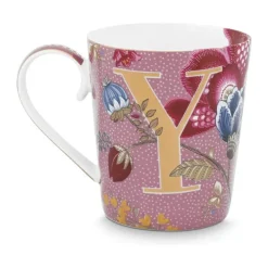 PIP Studio Floral Fantasy Alfabet Krus - Y 35 cl - Porcelæn - Lyserød