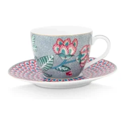 PIP Studio Flower Festival Espressokop - 2 stk. 12 cl - Porcelæn - Blue