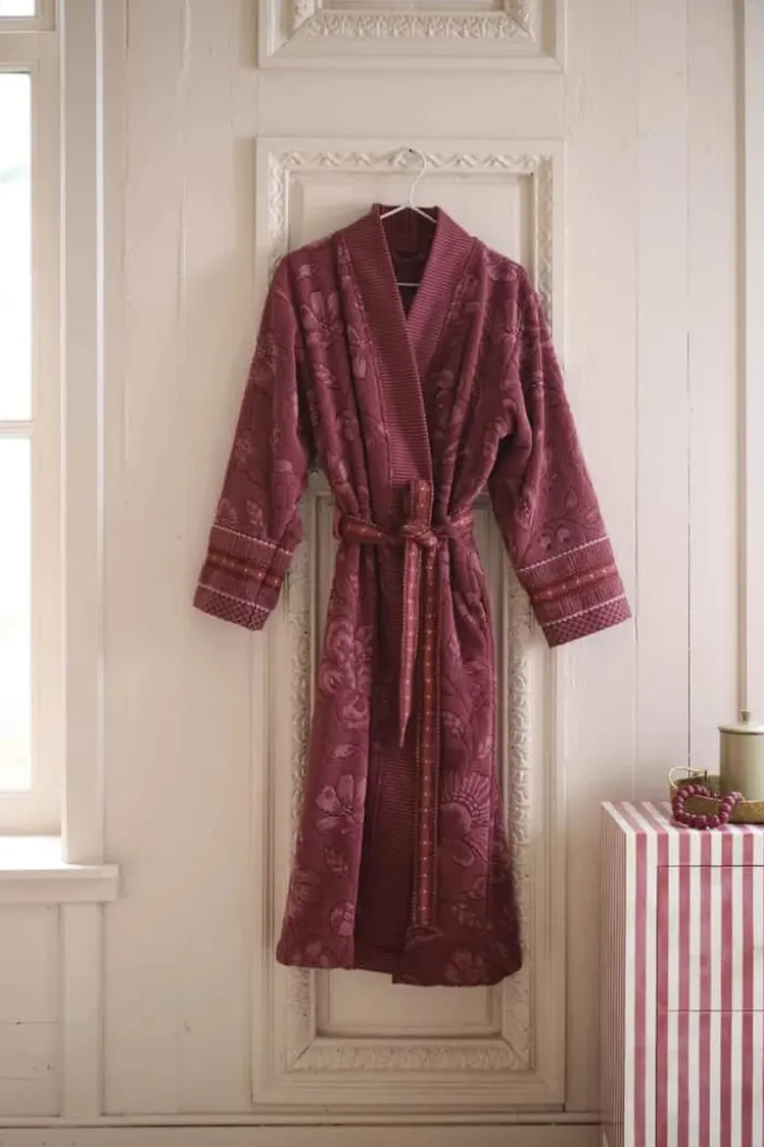 PIP Studio Jasmin Jacquard Badekåbe Str. L - Bomuld - Pink