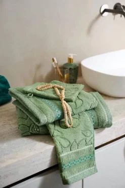 PIP Studio Jasmin Jacquard Håndklæde B 70 x L 140 cm - Bomuld - Grøn