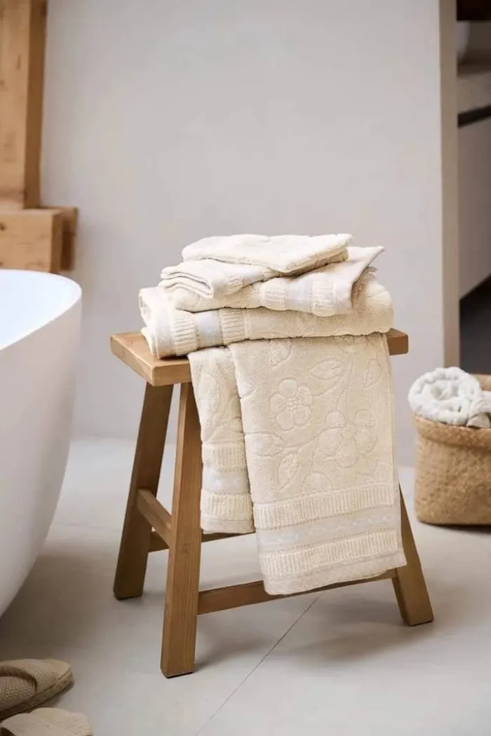 PIP Studio Jasmin Jacquard Håndklæde B 70 x L 140 cm - Bomuld - Sand