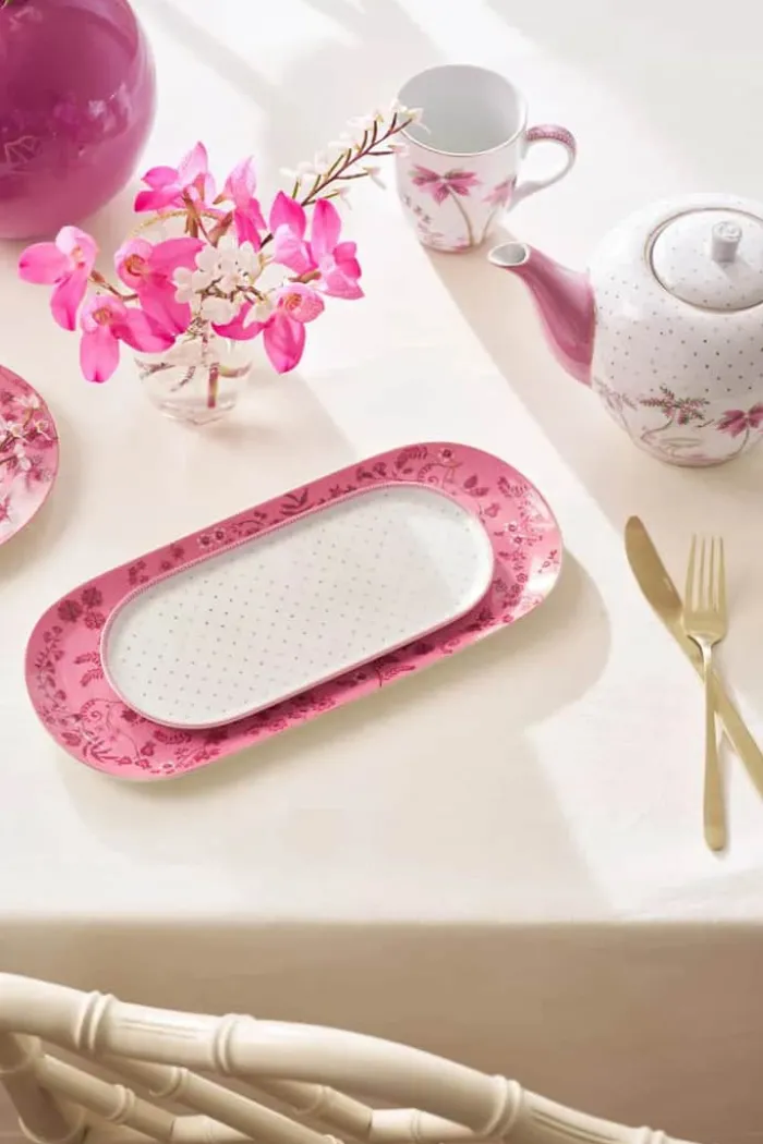 PIP Studio Jolie Dots Fad B 12 x L 25 cm - Porcelæn - Lyserød