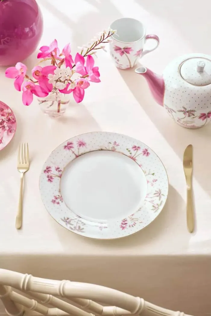 PIP Studio Jolie Dots Tallerken Ø 26,5 cm - Porcelæn - Hvid/lyserød