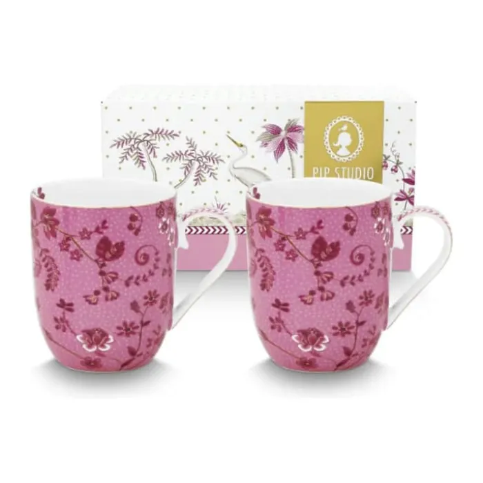PIP Studio Jolie Flowers Krus - 2 stk. 14,5 cl - Porcelæn - Pink