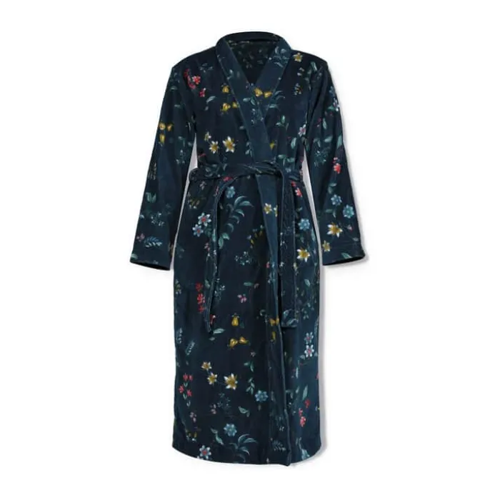 PIP Studio Les Fleurs Badekåbe M - Bomuld - Dark blue