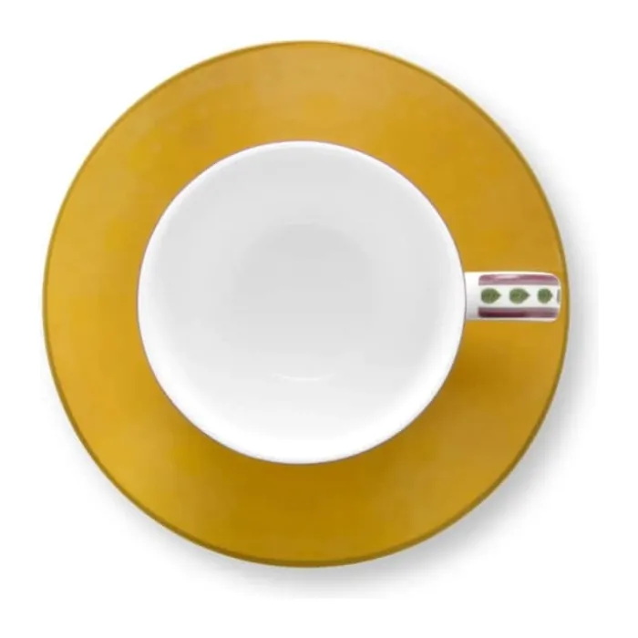 PIP Studio Lily & Lotus Espressokop m. underkop 12 cl - Porcelæn - Gul