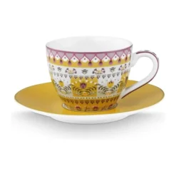 PIP Studio Lily & Lotus Espressokop m. underkop 12 cl - Porcelæn - Gul