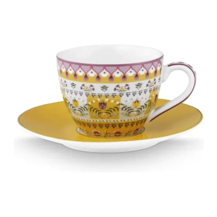 PIP Studio Lily & Lotus Espressokop m. underkop 12 cl - Porcelæn - Gul