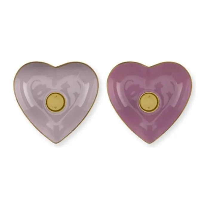 PIP Studio Lily & Lotus Lysestage - 2 stk. Ø 10 x H 3 cm - Metal - Lilla