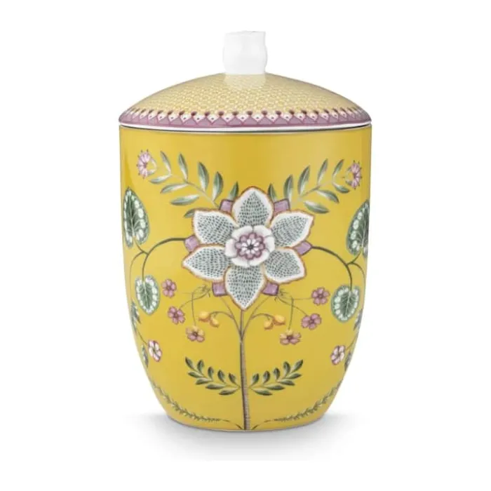 PIP Studio Lily & Lotus Opbevaringskrukke 1,5 liter - Procelæn - Gul