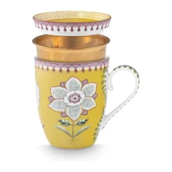 PIP Studio Lily & Lotus Tekop sæt - 3 dele 36,5 cl - Porcelæn - Gul