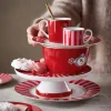 PIP Studio Love Birds Fad Ø 24 cm - Porcelæn - Rød