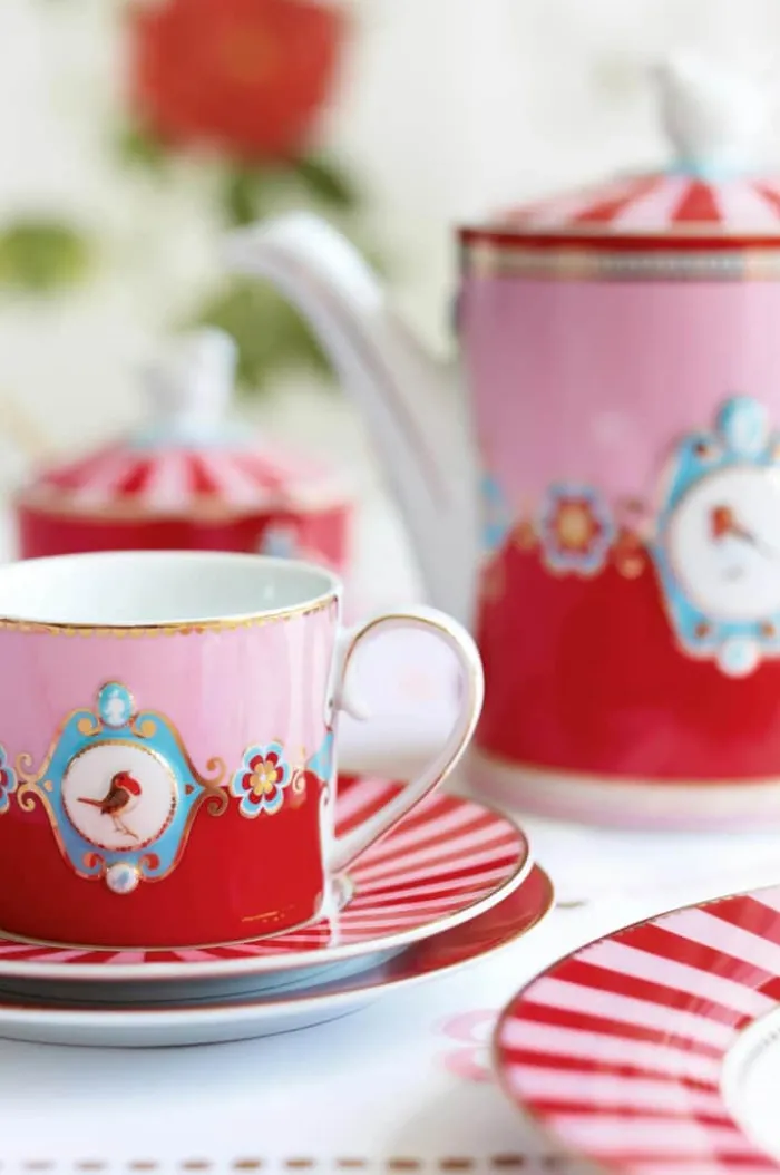 PIP Studio Love Birds Tekande 1,3 liter - Porcelæn - Rød